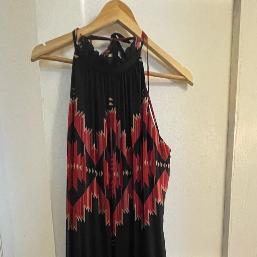 Ralph Lauren Maxi Dress with Black and Red Southwestern Print US Size 12